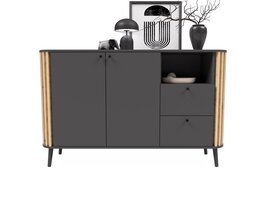 ebuy24 Pure dressoir 2 deuren, 2 laden, 1 plank grijs,eik decor.