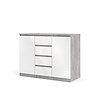 ebuy24 Nada dressoir 2 deuren en 4 lades, betondecor/wit hoogglans.