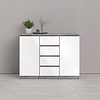 ebuy24 Nada dressoir 2 deuren en 4 lades, betondecor/wit hoogglans.
