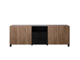 ebuy24 Kendo dressoir 4 deuren, 2 laden, 1 plank, eik decor, zwart mat.