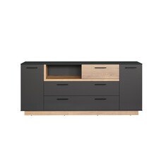 ebuy24 Synnax dressoir 2 deuren, 2 kleppen, 1 lade, 1 plank grijs,eik decor.