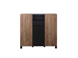 ebuy24 Kendo dressoir 3 deuren, 1 lade, 1 plank, eik decor, zwart mat.