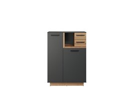 ebuy24 Synnax dressoir 1 grootdeur, 1 klein deur, 1 plank, 2 laden grijs,eik decor.