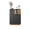 ebuy24 Synnax dressoir 1 grootdeur, 1 klein deur, 1 plank, 2 laden grijs,eik decor.