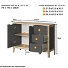 ebuy24 Latera dressoir 3 laden, 2 deuren grijs.