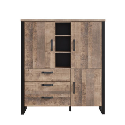 ebuy24 Emile dressoir 3 deuren, 3 laden, 3 planken, eik decor.