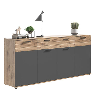 ebuy24 Mason dressoir 4 deuren, 1 lade eik decor.