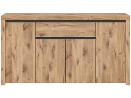 ebuy24 Woody dressoir 4 deuren, 1 lade eik decor,zwart.