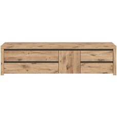 ebuy24 Woody dressoir 1 deur, 2 kleppen eik decor,zwart.