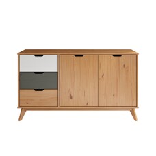 ebuy24 Scandik dressoir 2 deuren, 3 laden honing,wit,grijs.