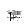 ebuy24 Camden barmeubelset bartafel okkernoot decor en 4 Velvet barstoelen dunkergrijs.