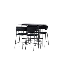 ebuy24 Rax barmeubelset bartafel zwart en 4 Lui barstoelen zwart.