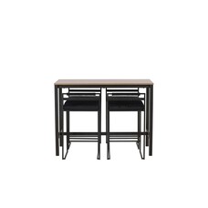 ebuy24 Camden barmeubelset bartafel okkernoot decor en 4 Opelika barstoelen zwart.