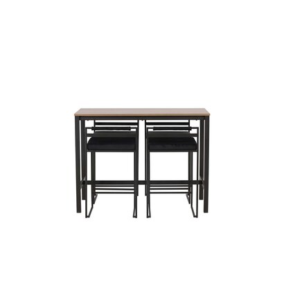 ebuy24 Camden barmeubelset bartafel okkernoot decor en 4 Opelika barstoelen zwart.