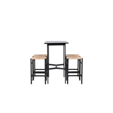 ebuy24 Rax barmeubelset bartafel zwart en 4 Polly barstoelen naturel.