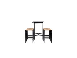 ebuy24 Rax barmeubelset bartafel zwart en 4 Polly barstoelen naturel.