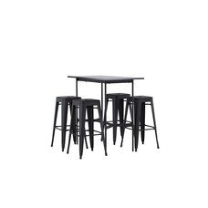 ebuy24 Rax barmeubelset bartafel zwart en 4 Tempe barstoelen zwart.