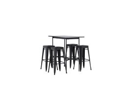 ebuy24 Rax barmeubelset bartafel zwart en 4 Tempe barstoelen zwart.