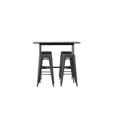 ebuy24 Rax barmeubelset bartafel zwart en 4 Tempe barstoelen dunkergrijs.