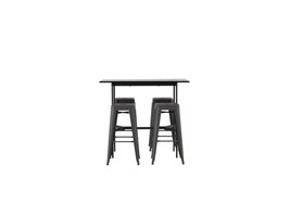 ebuy24 Rax barmeubelset bartafel zwart en 4 Tempe barstoelen dunkergrijs.