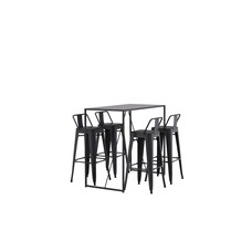 ebuy24 Brea barmeubelset bartafel zwart en 4 Tempe barstoelen zwart.