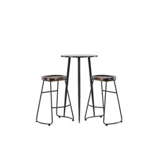 ebuy24 Plaza barmeubelset bartafel zwart en 2 Ozark barstoelen naturel.