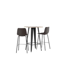 ebuy24 Tempe barmeubelset bartafel okkernoot decor en 2 Alexi barstoelen bruin.