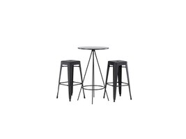 ebuy24 Bistro barmeubelset bartafel zwart en 2 Tempe barstoelen zwart.