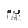 ebuy24 Bistro barmeubelset bartafel zwart en 2 Alexi barstoelen bruin.