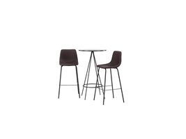 ebuy24 Bistro barmeubelset bartafel zwart en 2 Alexi barstoelen bruin.