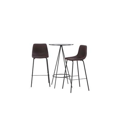 ebuy24 Bistro barmeubelset bartafel zwart en 2 Alexi barstoelen bruin.