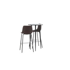 ebuy24 Plaza barmeubelset bartafel zwart en 2 Alexi barstoelen bruin.