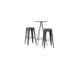 ebuy24 Bistro barmeubelset bartafel zwart en 2 Tempe barstoelen dunkergrijs.