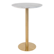 ebuy24 Bolzano bartafel Ã˜70 cm marmerlook, messing poten, wit.