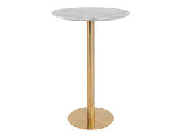 ebuy24 Bolzano bartafel Ø70 cm marmerlook, messing poten, wit.