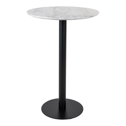 ebuy24 Bolzano bartafel Ã˜70 cm marmerlook, zwarte poten, wit.