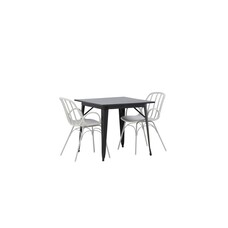 ebuy24 Tempe eethoek tafel zwart en 2 DyrÃ¶n stoelen grijs.
