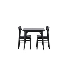 ebuy24 Tempe eethoek tafel zwart en 2 Montros stoelen zwart.