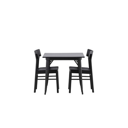 ebuy24 Tempe eethoek tafel zwart en 2 Montros stoelen zwart.