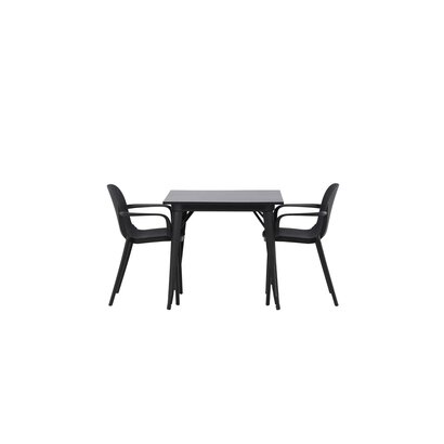 ebuy24 Tempe eethoek tafel zwart en 2 baltimore stoelen zwart.