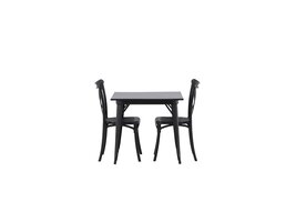 ebuy24 Tempe eethoek tafel zwart en 2 Crosett stoelen zwart.