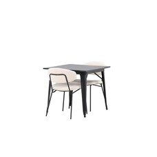 ebuy24 Tempe eethoek tafel zwart en 2 Chico stoelen wit.