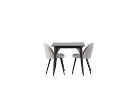 ebuy24 Tempe eethoek tafel zwart en 2 Velvet stoelen grijs.