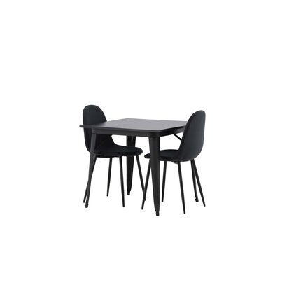 ebuy24 Tempe eethoek tafel zwart en 2 Polar stoelen zwart.