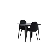 ebuy24 Tempe eethoek tafel zwart en 2 Polar stoelen zwart.