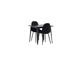 ebuy24 Tempe eethoek tafel zwart en 2 Polar stoelen zwart.