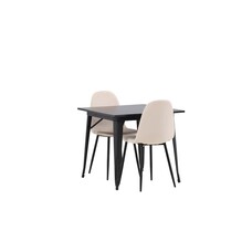 ebuy24 Tempe eethoek tafel zwart en 2 Polar stoelen beige.