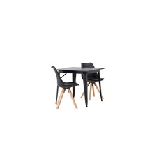 ebuy24 Tempe eethoek tafel zwart en 2 Zeno stoelen zwart.