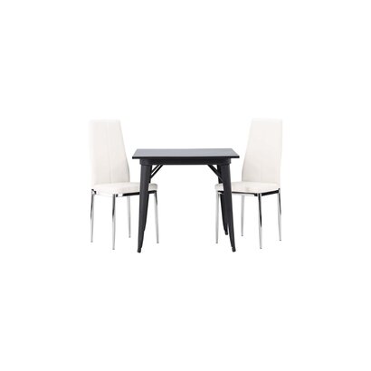 ebuy24 Tempe eethoek tafel zwart en 2 Pastill stoelen wit.