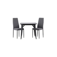 ebuy24 Tempe eethoek tafel zwart en 2 Petra stoelen grijs.